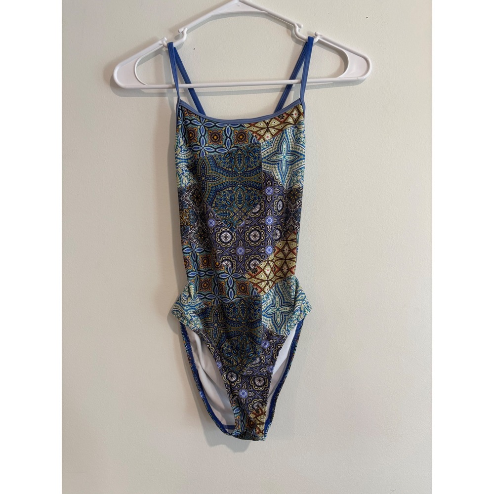 Sporti x Alex Walsh Gretchen Walsh Swimsuit Womens 30 Blue Mosaic Lace Back